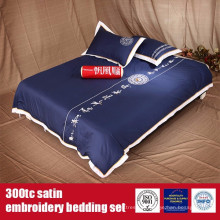 Roupa de cama da qualidade do hotel do bordado do cetim do algodão 300TC